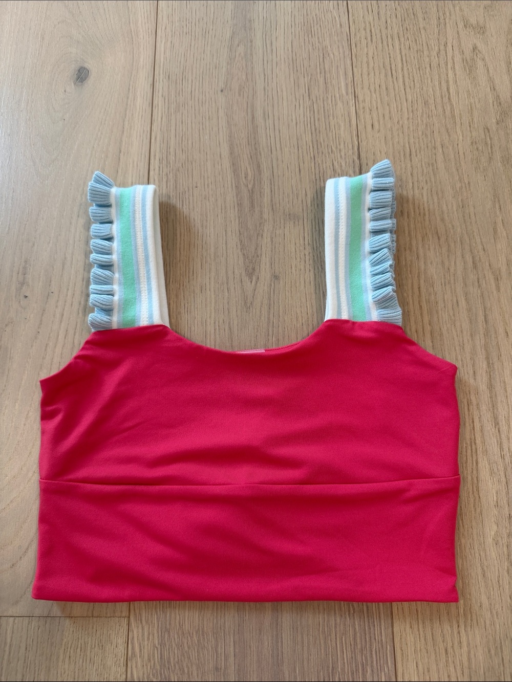 AS Revival Bright Pink Crop Tank Top with Striped Fringe Straps Size XS